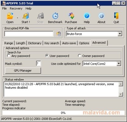 Advanced PDF Password Recovery
