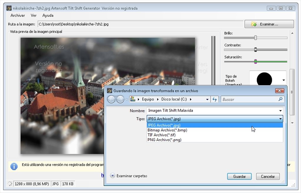 Artensoft Tilt Shift Generator
