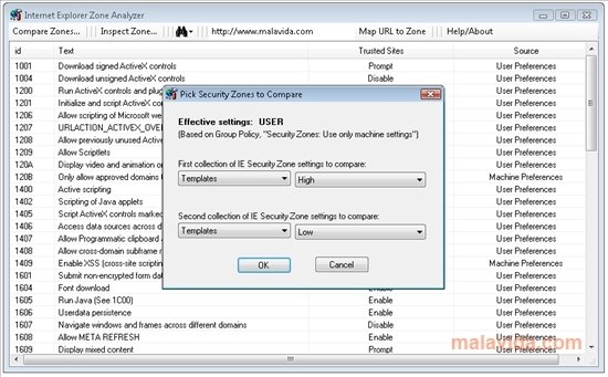 Internet Explorer Zone Analyzer