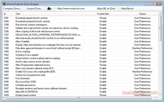 Internet Explorer Zone Analyzer