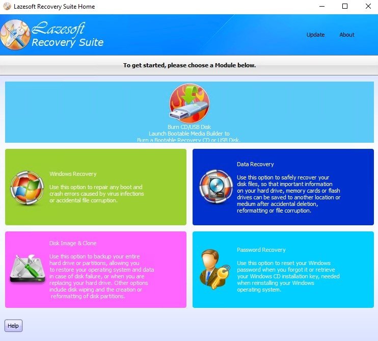 Lazesoft Recovery Suite Home